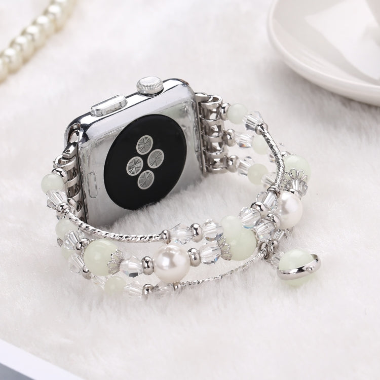 Skorter | For Apple Watch 5 & 4 40mm / 3 & 2 & 1 38mm Luminous Agate Watch Band (Silver)