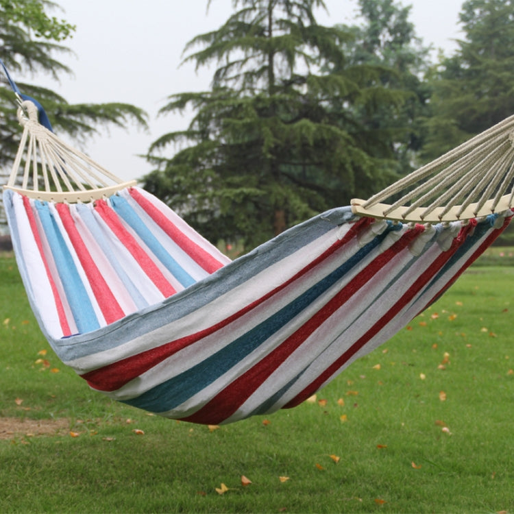 Skorter | Outdoor Double Thickened Canvas Hammock Indoor Swing with Detachable Curved Rod, Size:200x100cm(Red White Stripe)