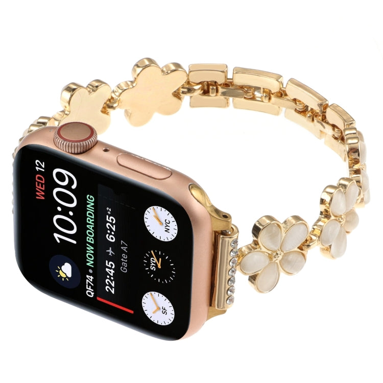 Skorter | For Apple Watch SE 2023 44mm 5-petal Flower Zinc Alloy Chain Bracelet (Gold)