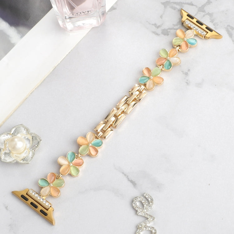 Skorter | For Apple Watch SE 2023 44mm 5-petal Flower Zinc Alloy Chain Bracelet (Gold-colored)