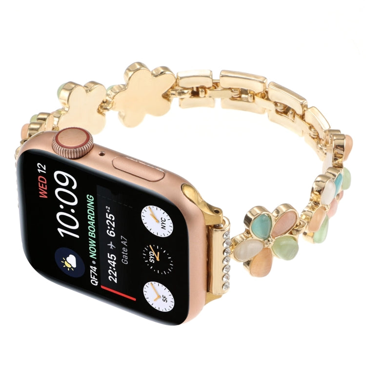 Skorter | For Apple Watch SE 2023 44mm 5-petal Flower Zinc Alloy Chain Bracelet (Gold-colored)