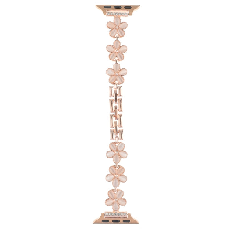 Skorter | For Apple Watch SE 2023 44mm 5-petal Flower Zinc Alloy Chain Watch Band (Rose Gold)