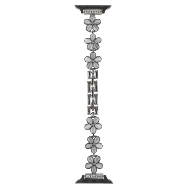 Skorter | For Apple Watch SE 2022 44mm 5-petal Flower Zinc Alloy Chain Bracelet (Black)