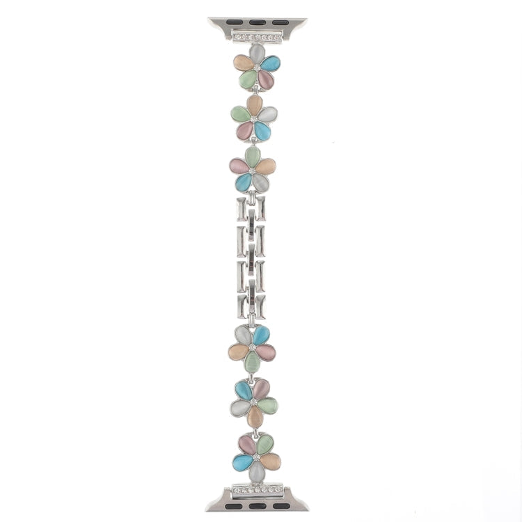 Skorter | For Apple Watch SE 2022 44mm 5-petal Flower Zinc Alloy Chain Bracelet (Silver Colorful)