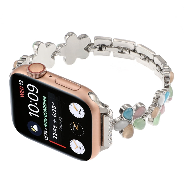 Skorter | For Apple Watch SE 2022 44mm 5-petal Flower Zinc Alloy Chain Bracelet (Silver Colorful)