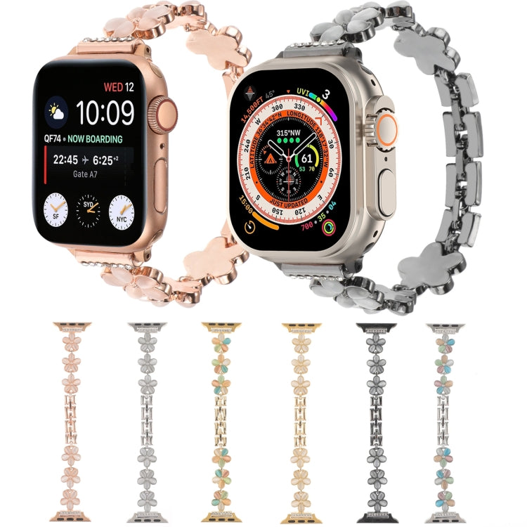 Skorter | For Apple Watch SE 2023 40mm 5-petaled Flower Zinc Alloy Chain Watch Band (Silver Colorful)