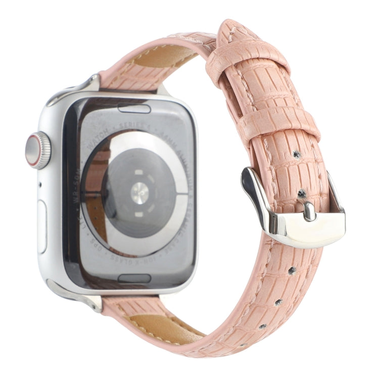 Skorter | For Apple Watch SE 2023 40mm Slim Crocodile Leather Band (Pink)