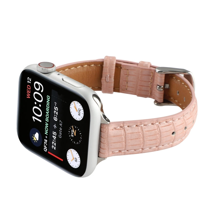 Skorter | For Apple Watch SE 2023 40mm Slim Crocodile Leather Band (Pink)