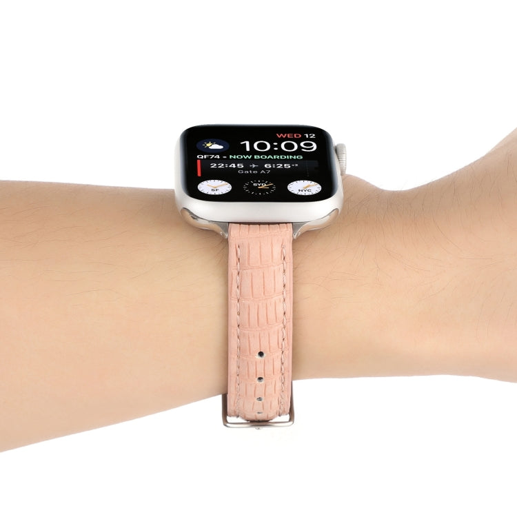 Skorter | For Apple Watch SE 2023 40mm Slim Crocodile Leather Band (Pink)