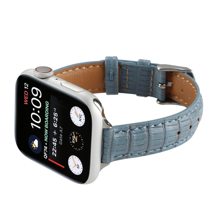 Skorter | For Apple Watch SE 2023 40mm Slim Crocodile Leather Band (Light Blue)