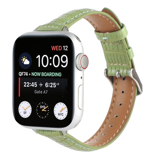 Skorter | For Apple Watch SE 2023 40mm Slim Crocodile Leather Watch Band (Light Green)