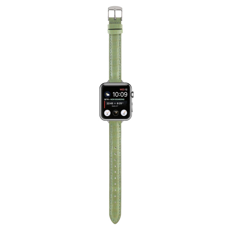 Skorter | For Apple Watch SE 2023 40mm Slim Crocodile Leather Watch Band (Light Green)