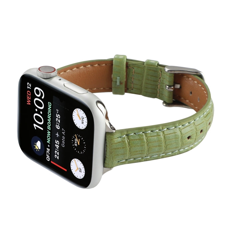 Skorter | For Apple Watch SE 2023 40mm Slim Crocodile Leather Watch Band (Light Green)