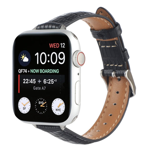 Skorter | For Apple Watch SE 2023 40mm Slim Crocodile Leather Watch Strap (Black)