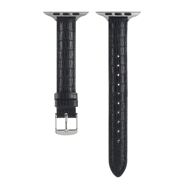 Skorter | For Apple Watch SE 2023 40mm Slim Crocodile Leather Watch Strap (Black)