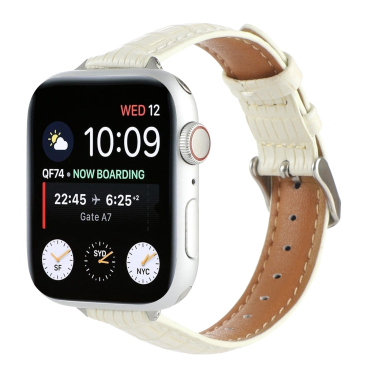 Skorter | For Apple Watch SE 2023 40mm Slim Crocodile Leather Band (Beige)