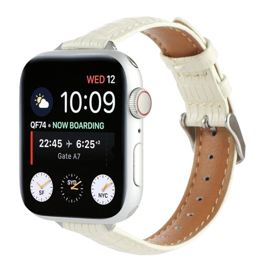 Skorter | For Apple Watch SE 2023 40mm Slim Crocodile Leather Band (Beige)