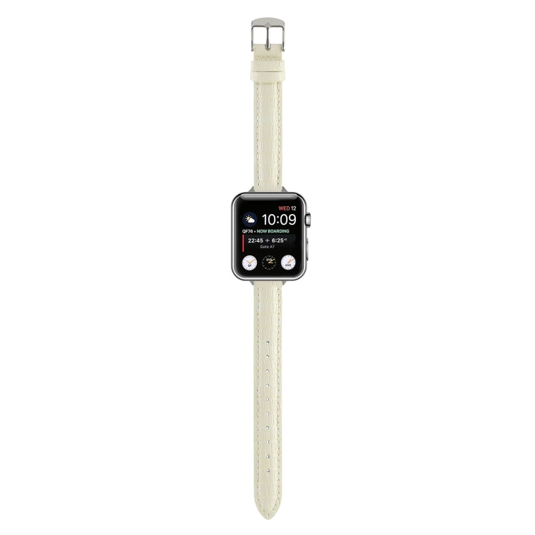 Skorter | For Apple Watch SE 2023 40mm Slim Crocodile Leather Band (Beige)