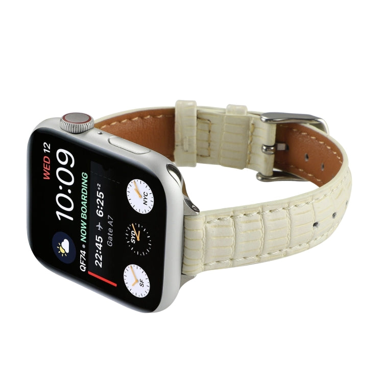 Skorter | For Apple Watch SE 2023 40mm Slim Crocodile Leather Band (Beige)