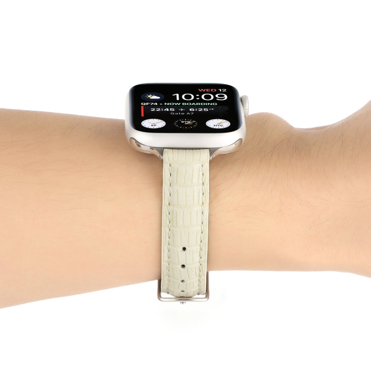 Skorter | For Apple Watch SE 2023 40mm Slim Crocodile Leather Band (Beige)