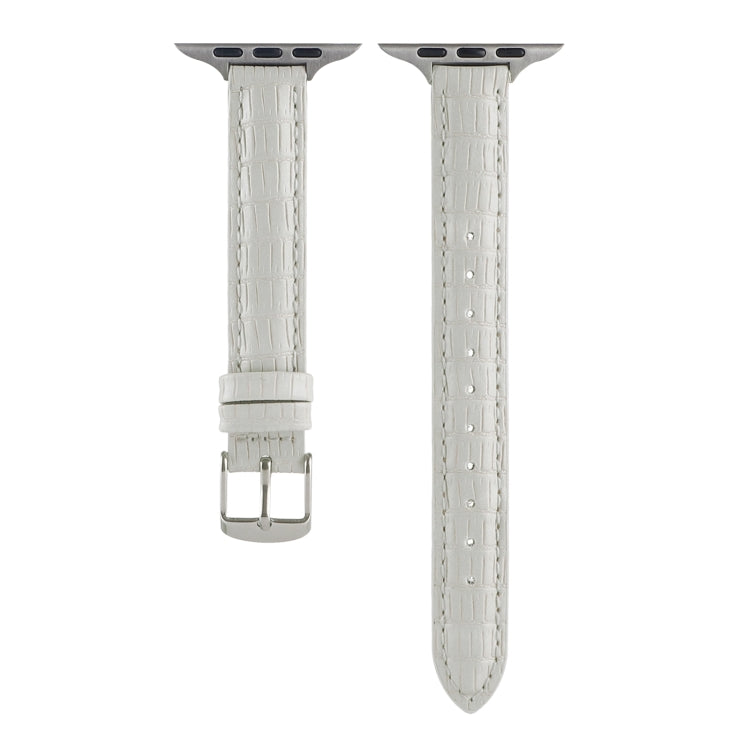 Skorter | For Apple Watch SE 2023 40mm Slim Crocodile Leather Watch Band (White)