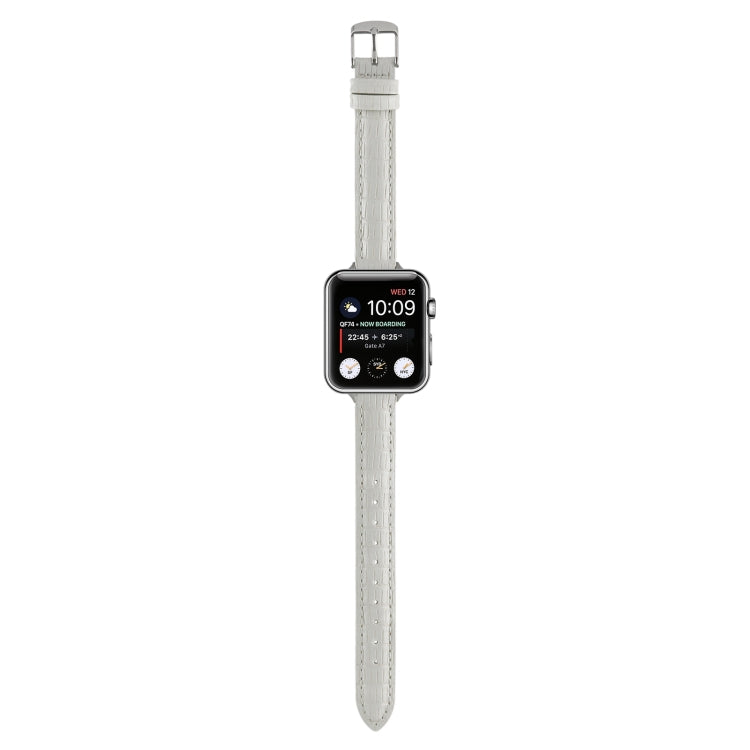 Skorter | For Apple Watch SE 2023 40mm Slim Crocodile Leather Watch Band (White)