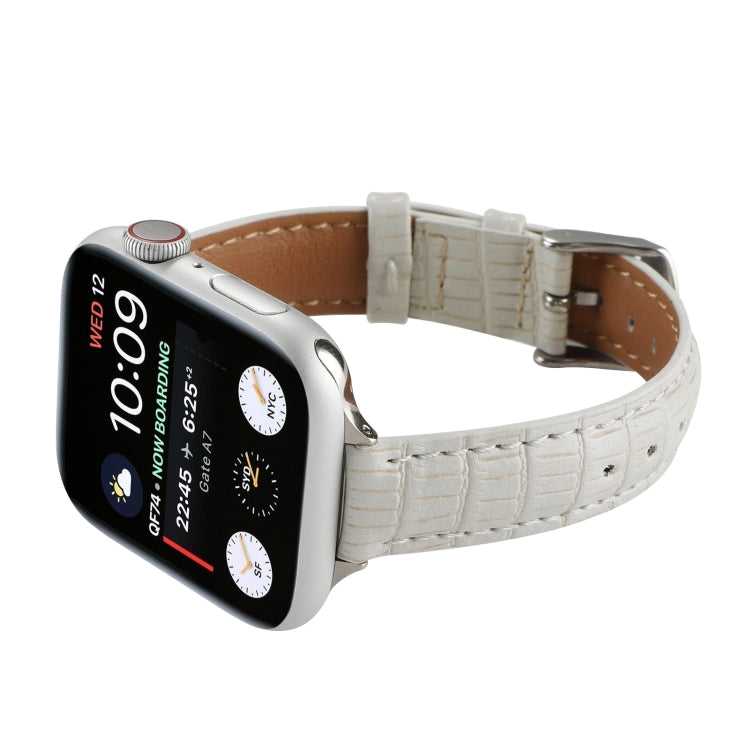 Skorter | For Apple Watch SE 2023 40mm Slim Crocodile Leather Watch Band (White)