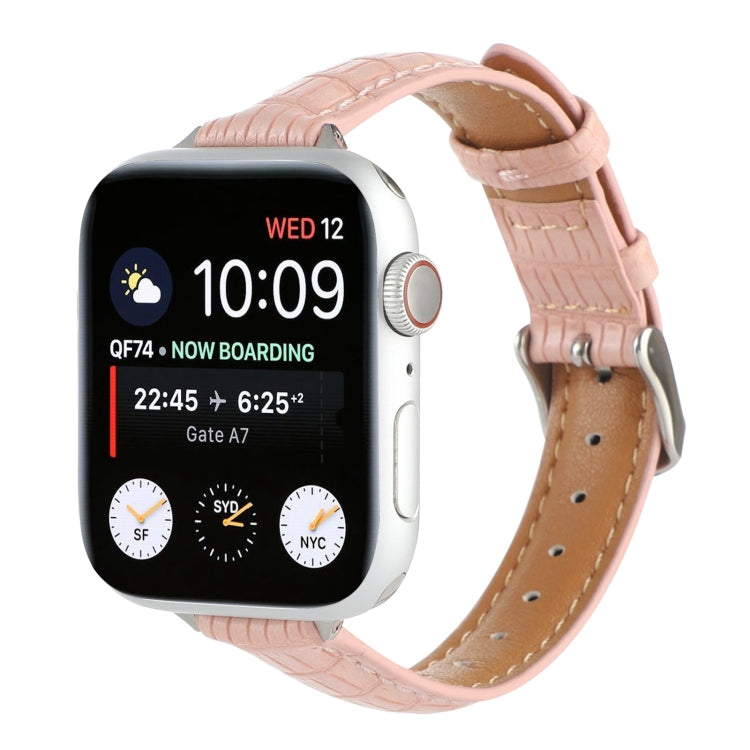 Skorter | For Apple Watch 42mm Slim Crocodile Leather Strap (Pink)