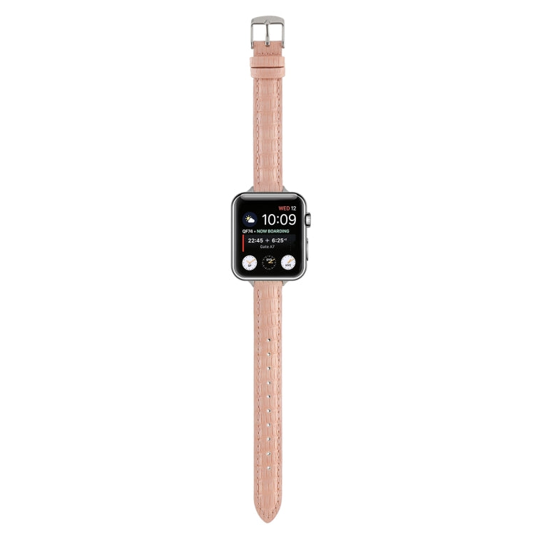 Skorter | For Apple Watch 42mm Slim Crocodile Leather Strap (Pink)