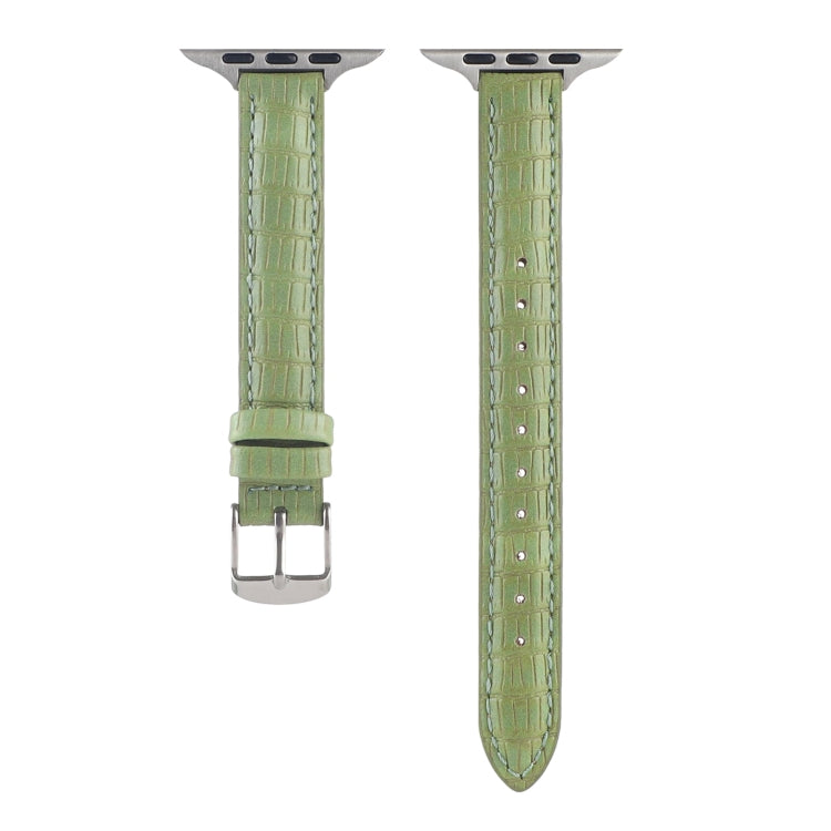 Skorter | For Apple Watch 42mm Slim Crocodile Leather Strap (Light Green)