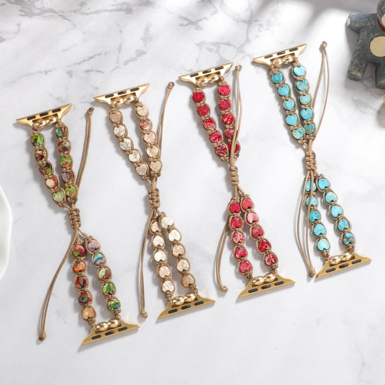 Skorter | For Apple Watch SE 2023 44mm Heart Stones Drawstring Watch Band (Colorful)