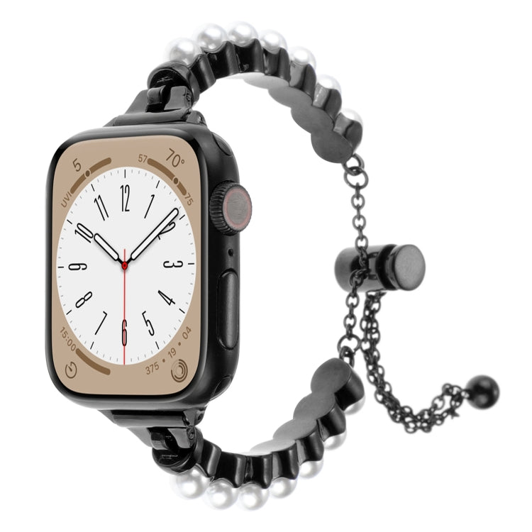 Skorter | For Apple Watch SE 2023 44mm Beaded Bracelet Metal Watch Band (Black)