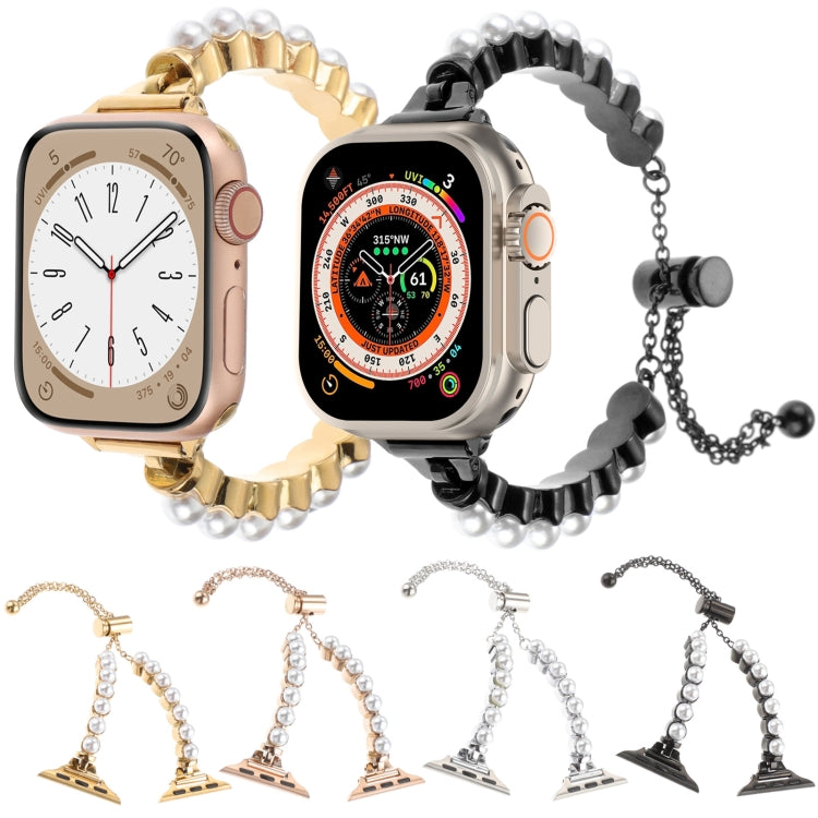 Skorter | For Apple Watch SE 2023 44mm Beaded Bracelet Metal Watch Band (Rose Gold)