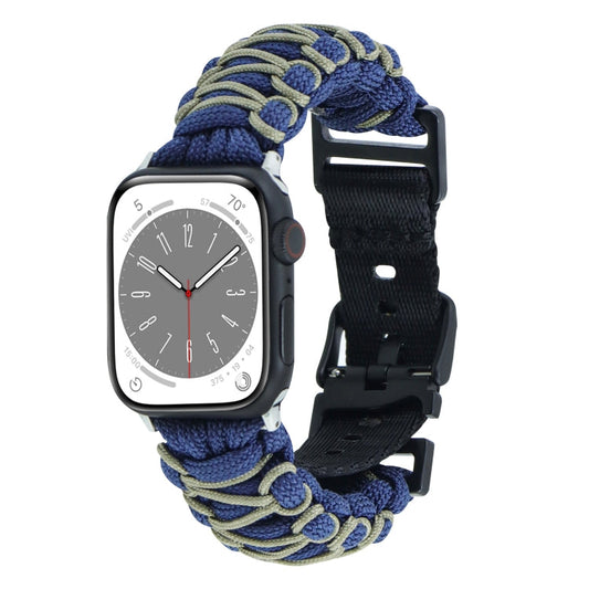Skorter | For Apple Watch SE 2023 44mm Dual-Layer Braided Paracord Buckle Watch Strap (Marine Army Green)