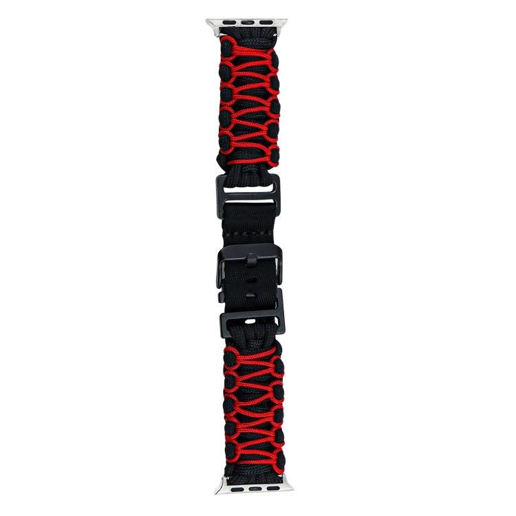 Skorter | For Apple Watch SE 2023 44mm Dual-Layer Braided Paracord Buckle Strap (Black Red)