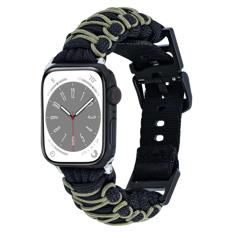 Skorter | For Apple Watch SE 2023 44mm Dual-Layer Braided Paracord Buckle Strap (Black Army Green)
