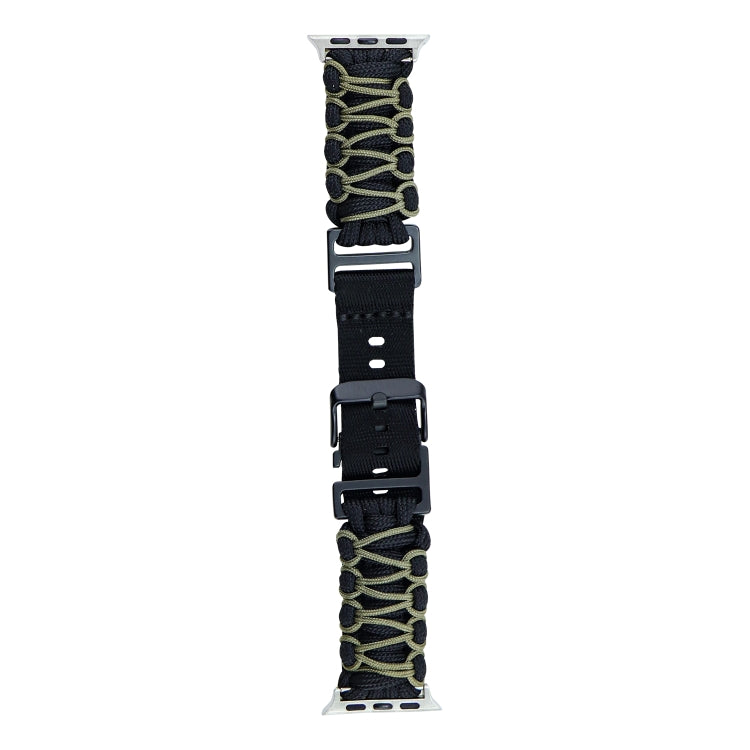 Skorter | For Apple Watch SE 2023 44mm Dual-Layer Braided Paracord Buckle Strap (Black Army Green)