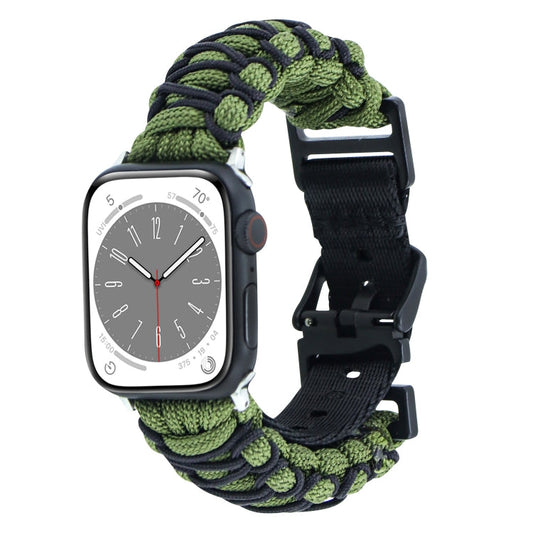 Skorter | For Apple Watch SE 2023 44mm Dual-Layer Braided Paracord Buckle Strap (Army Green Black)