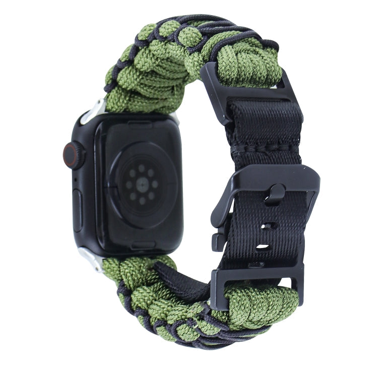 Skorter | For Apple Watch SE 2023 44mm Dual-Layer Braided Paracord Buckle Strap (Army Green Black)