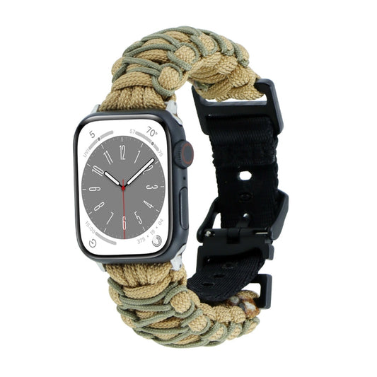 Skorter | For Apple Watch SE 2023 44mm Dual-Layer Braided Paracord Buckle Watch Strap (Khaki Army Green)