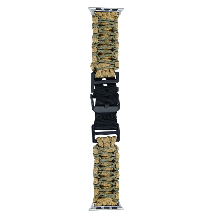 Skorter | For Apple Watch SE 2023 44mm Dual-Layer Braided Paracord Buckle Watch Strap (Khaki Army Green)