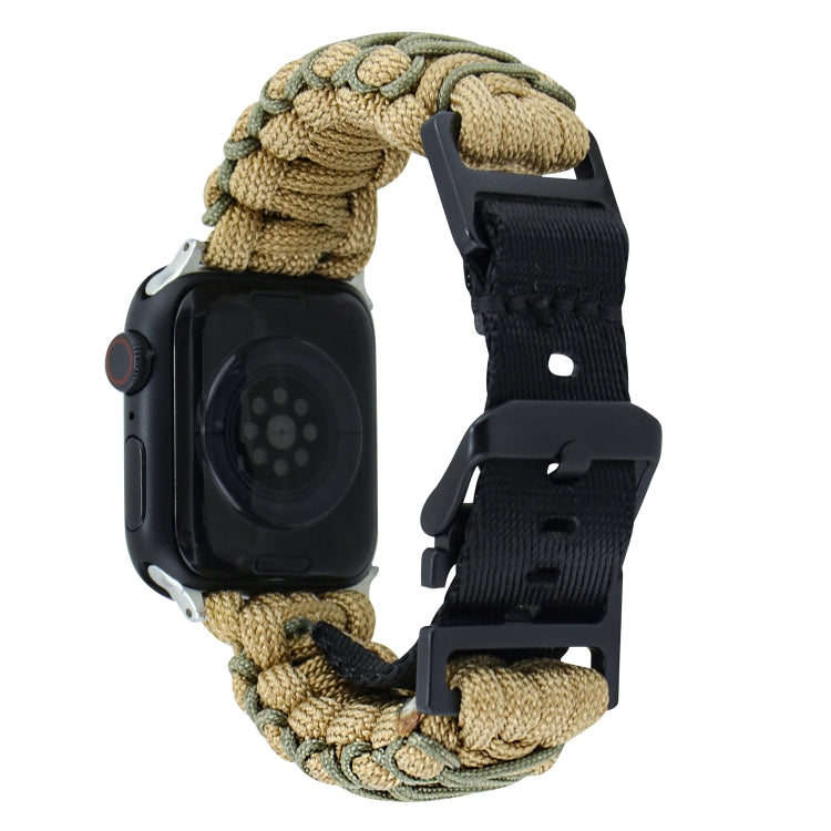 Skorter | For Apple Watch SE 2023 44mm Dual-Layer Braided Paracord Buckle Watch Strap (Khaki Army Green)