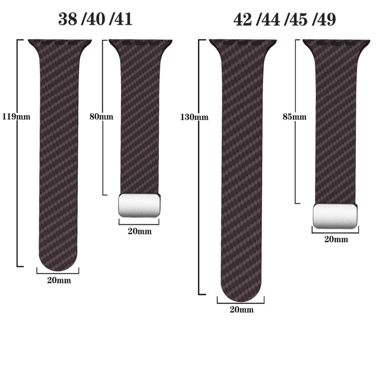 Skorter | For Apple Watch SE 2023 44mm Carbon Fiber Magnetic Silver Buckle Watch Band (Dark Brown Black)