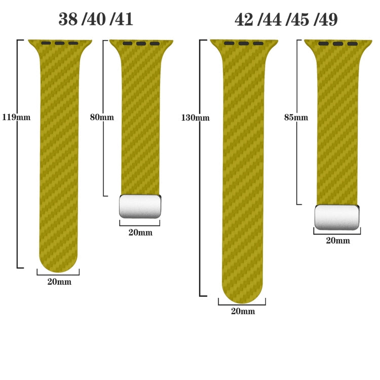 Skorter | For Apple Watch SE 2022 44mm Carbon Fiber Magnetic Silver Buckle Band (Olive Brown)