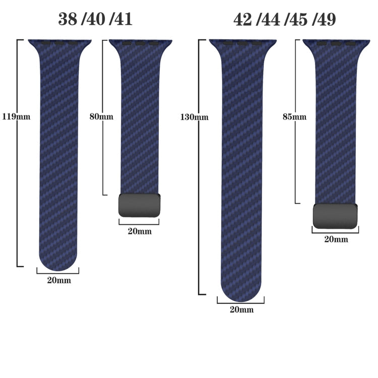 Skorter | For Apple Watch SE 2023 44mm Carbon Fiber Magnet Black Buckle Strap (Royal Blue White)