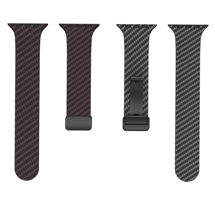 Skorter | For Apple Watch SE 2022 44mm Carbon Fiber Magnetic Black Buckle Watch Band (Dark Brown Black)