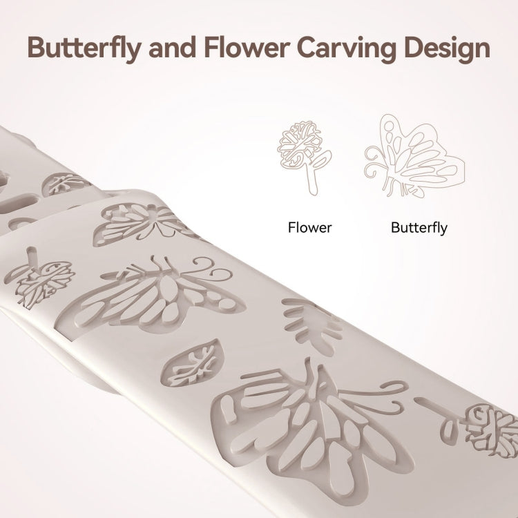 Skorter | For Apple Watch SE 2023 44mm Butterfly Flower Embossing Silicone Watch Band (Starlight)