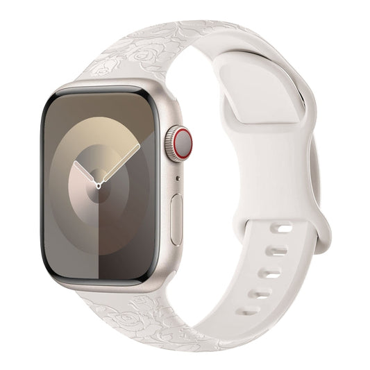Skorter | For Apple Watch SE 2023 40mm Pink Embossed Silicone Watch Band (Starlight)