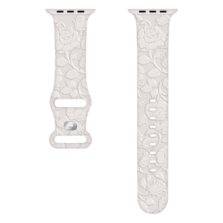 Skorter | For Apple Watch SE 2023 40mm Pink Embossed Silicone Watch Band (Starlight)