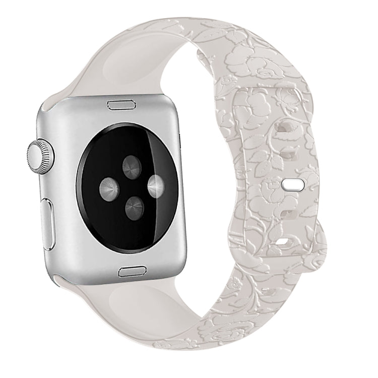 Skorter | For Apple Watch SE 2023 40mm Pink Embossed Silicone Watch Band (Starlight)